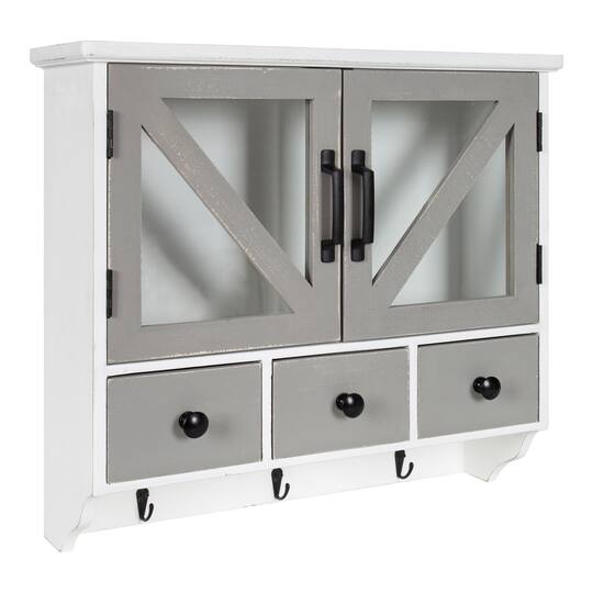 Kate and Laurel Hutchins Decorative Three Drawer Wood Wall Cabinet